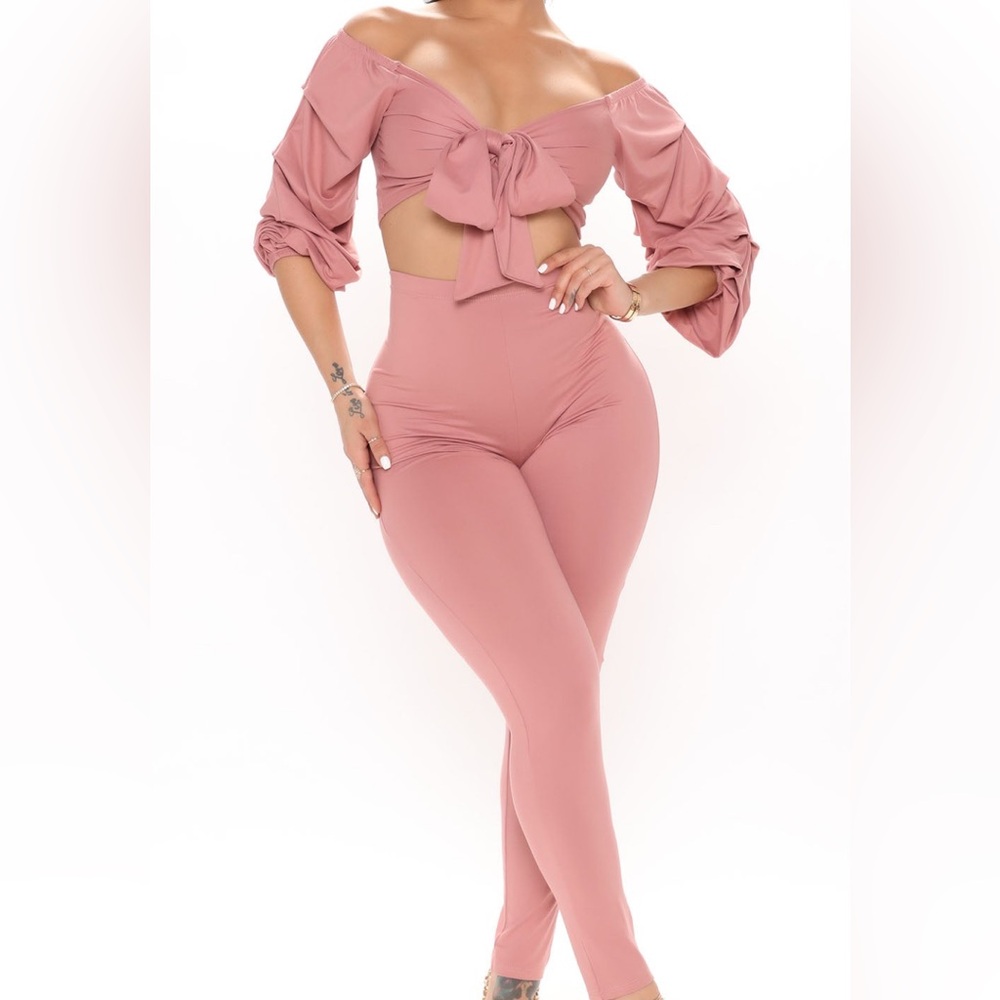 Elegant Pink Off-Shoulder 2 piece set